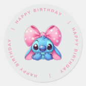 Multipurpose circles Canva Stitch pink Ronde Sticker (Voorkant)