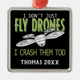 Multirotor Quadcopter met gepersonaliseerde drone  Metalen Ornament