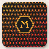 Multispierijen op zwart Monogram Onderzetter (Voorkant)