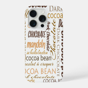 Multitalige chocolade typografie woord collage iPhone 15 pro case