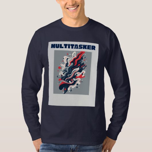 Multitasker - Abstract Retro Fluid Art T-shirt (Voorkant)