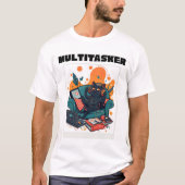 Multitasker Cat - Funny Lazy Gaming Cat T-shirt (Voorkant)