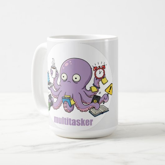 Multitasker – Funny Chaotic Octopus Dark Humor Koffiemok (Voorkant links)