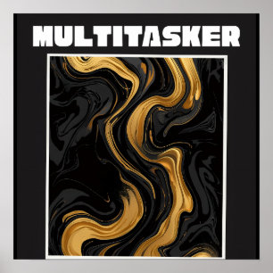 Multitasker Goud Vloeibare Marmer - Luxe Abstract Poster