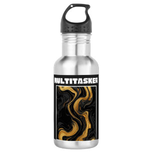 Multitasker Goud & Zwart Vloeibare Marmer Abstract Waterfles