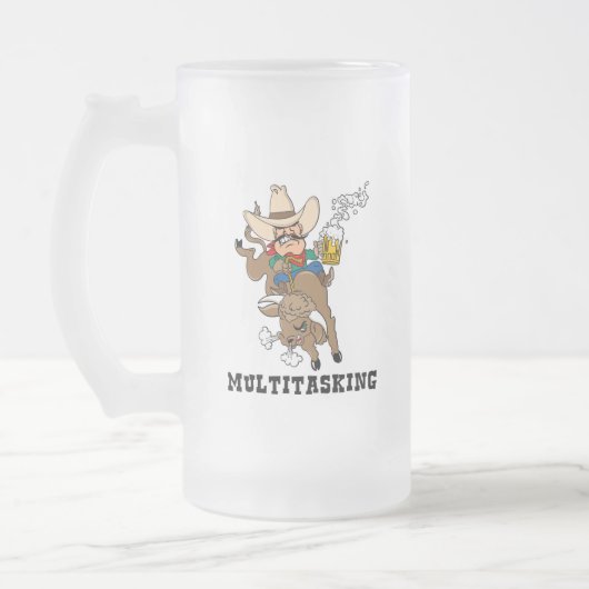 Multitasking Bull Rider Matglas Bierpul (Links)