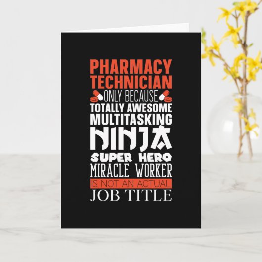 Multitasking Ninja Hero Pharmacy Tech Pharmacoloog Kaart (Gele Bloem)