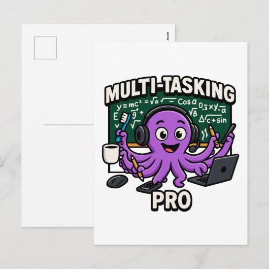 Multitasking Octopus Classroom Learner Pro Feestdagenkaart (Voorkant / Achterkant)