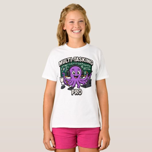 Multitasking Octopus Classroom Learner Pro T-shirt (Voorkant volledig)