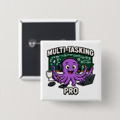 Multitasking Octopus Classroom Learner Pro Vierkante Button 5,1 Cm (Voorkant /achterkant)