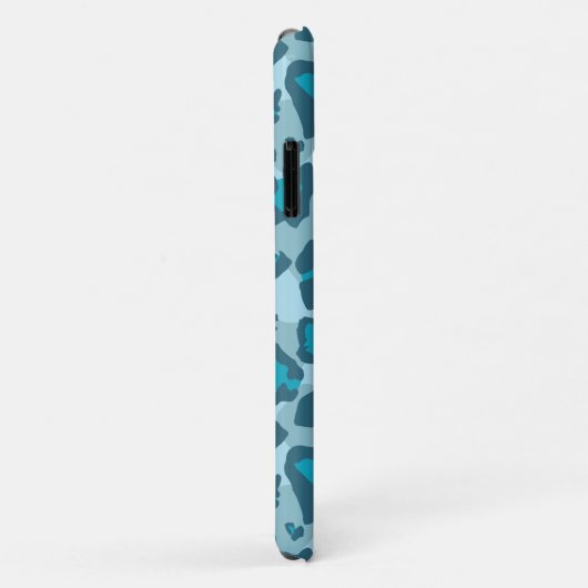 Multitone blauwe luipaard dierenprint en monogram Case-Mate iPhone case (Achterkant/rechts)