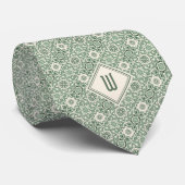 Multitone Groen Bloemen Geïnspireerd Patroon Stropdas (Opgerold)