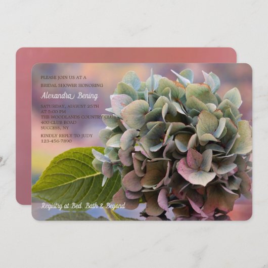 Multitoned Hydrangea uitnodiging (Voorkant / Achterkant)