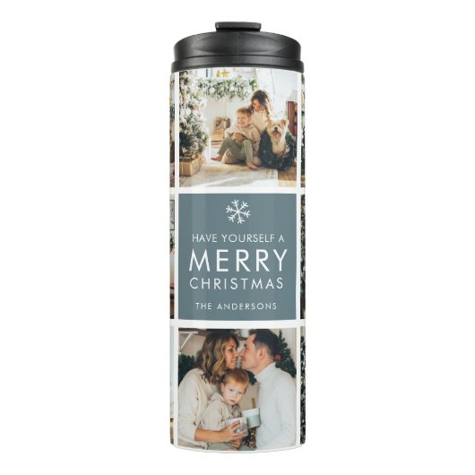 Multivakantiefoto's | Vrolijk kerstfeest | Cadeau Thermosbeker (Voorkant)