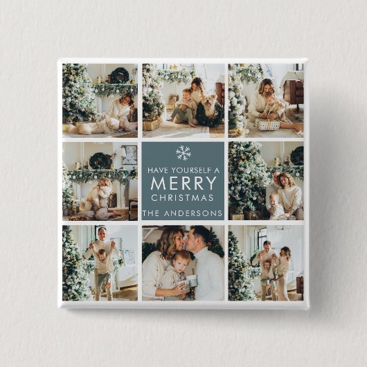 Multivakantiefoto's | Vrolijk kerstfeest | Cadeau Vierkante Button 5,1 Cm (Voorkant)