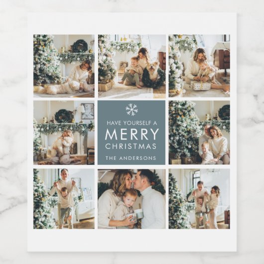 Multivakantiefoto's | Vrolijk kerstfeest | Cadeau Wijn Etiket (Enkel label)
