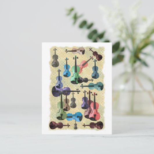 Multiverkleurd Violin Wallpaper Briefkaart (Staand voorkant)