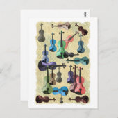 Multiverkleurd Violin Wallpaper Briefkaart (Voorkant / Achterkant)