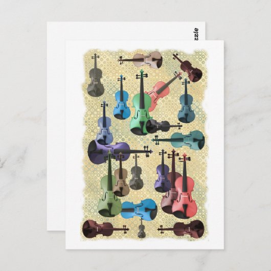 Multiverkleurd Violin Wallpaper Briefkaart (Voorkant / Achterkant)