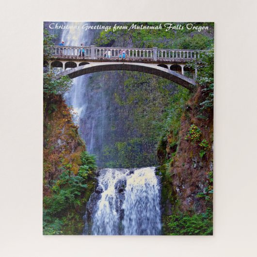Multnomah Falls Oregon. Kerstgroeten Legpuzzel (Verticaal)