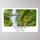 Multnomah Falls Oregon Poster, Aquarel, Op Maat Poster (Voorkant)