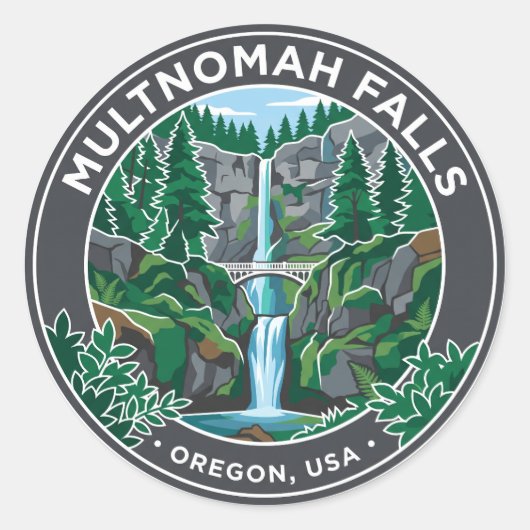Multnomah Falls VS Ronde Sticker (Voorkant)