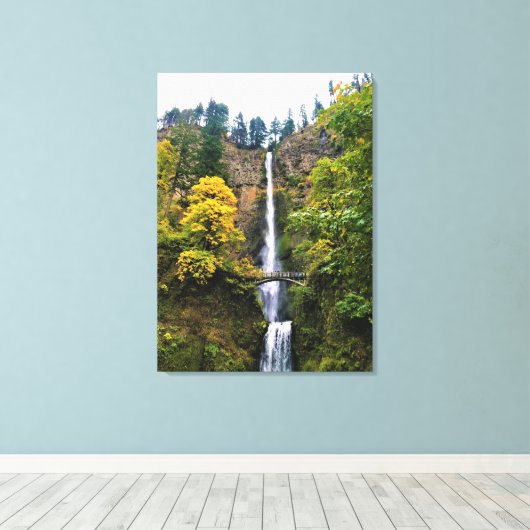 Multnomah-Herfsten, Columbia River Gorge, Oregon Canvas Afdruk (Insitu (Houten vloer))