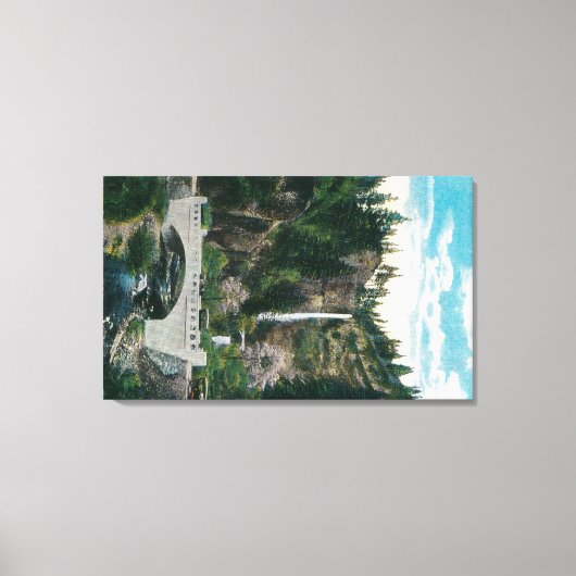 Multnomah-Herfsten met Benson en Highway Bridges Canvas Afdruk (Voorkant)
