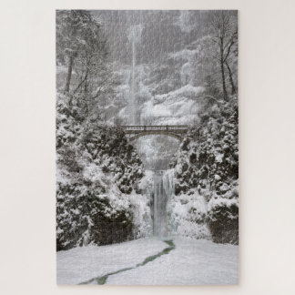 Multnomah-Herfsten, met wintersneeuw en ijs Legpuzzel