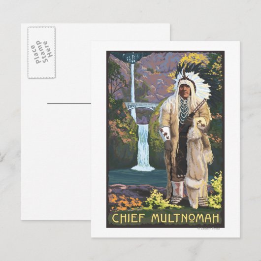 Multnomah-Herfsten, OregonChief Multnomah Briefkaart (Voorkant / Achterkant)
