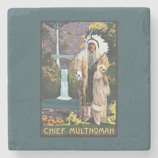 Multnomah-Herfsten, OregonChief Multnomah Stenen Onderzetter (Voorkant)