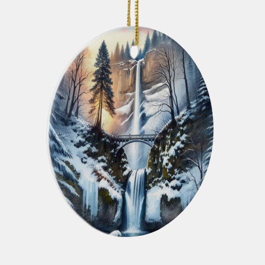 Multnomah Herfsten Snowy Kerstboom Keramisch Ornament (Rechts)