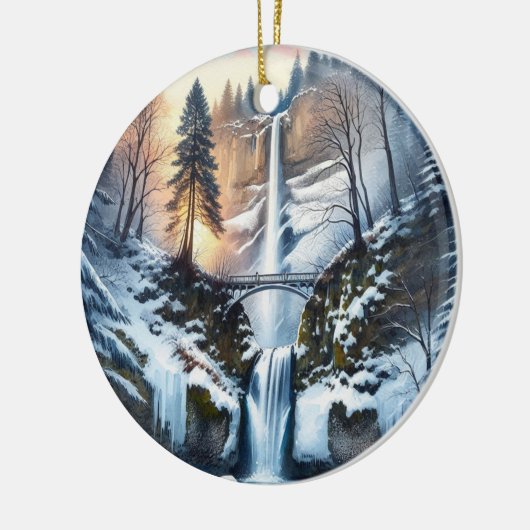 Multnomah Herfsten Snowy Kerstboom Keramisch Ornament (Links)