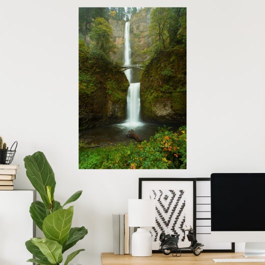 Multnomah Herfsten Waterfall Photo Print (Thuiskantoor)