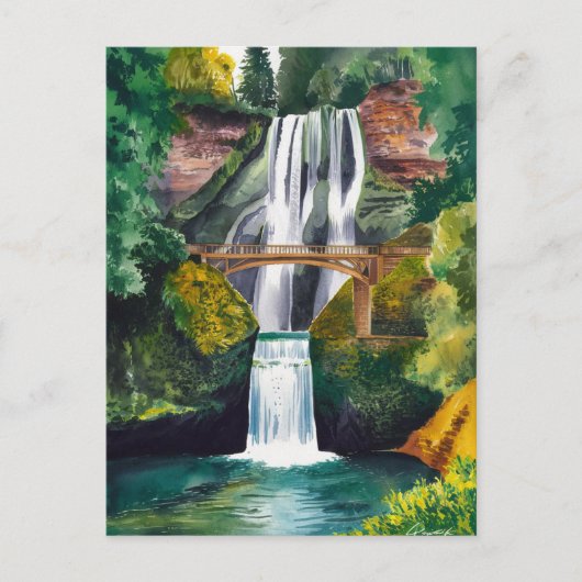 Multnomah Herfsten Waterverf Schilderij Reizen Briefkaart (Voorkant)