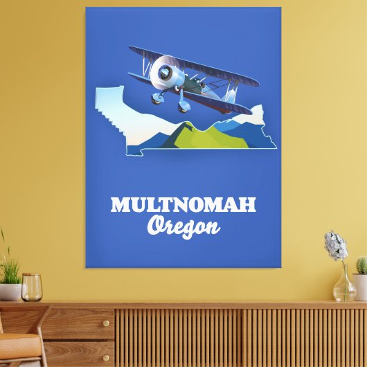 Multnomah Oregon-reiskaart Canvas Afdruk (Insitu (Woonkamer))