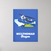 Multnomah Oregon-reiskaart Canvas Afdruk (Voorkant)