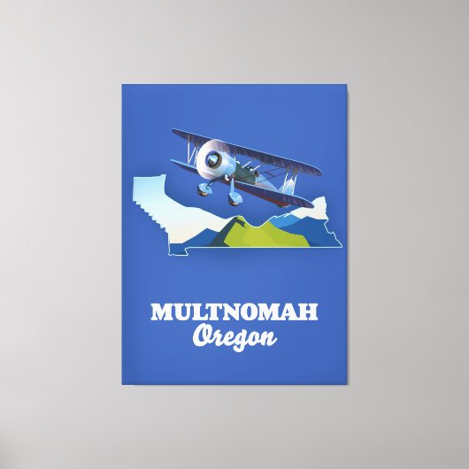 Multnomah Oregon reisplattegrond Canvas Afdruk (Voorkant)