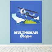 Multnomah Oregon reisplattegrond Canvas Afdruk (Insitu (Houten vloer))