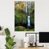 Multnomah-watervallen in de herfst in de Columbia- Poster (Thuiskantoor)