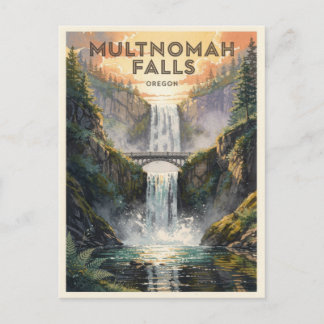 Multnomah-watervallen Oregon Reis-retro Briefkaart