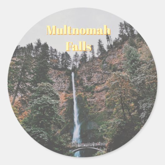 Multnomah-watervallen Ronde Sticker (Voorkant)