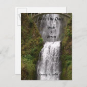 Multomah-waterval met Bridge Wedding Aankondigingskaart (Voorkant / Achterkant)