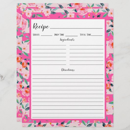 Multomap Pagina met roze roze pruimen (Voorkant / Achterkant)