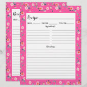 Multomap Pagina met roze roze roze bloemenpatroon  (Voorkant / Achterkant)