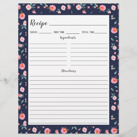 Multomap Pagina met roze roze roze bloemenpatroon  (Voorkant)