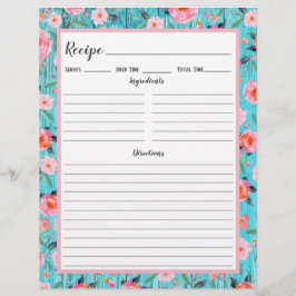 Multomap Rustic Pink Floral Aqua Wood Recipe Pagin