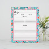 Multomap Rustic Pink Floral Aqua Wood Recipe Pagin (Staand voorkant)