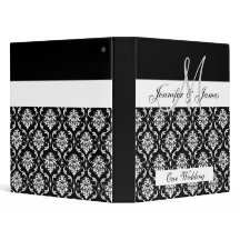 Multomap van Black Damask Monogram Wedding Planner