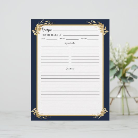 Multomap van Navy Blue Gold Foliage Recipe (Staand voorkant)